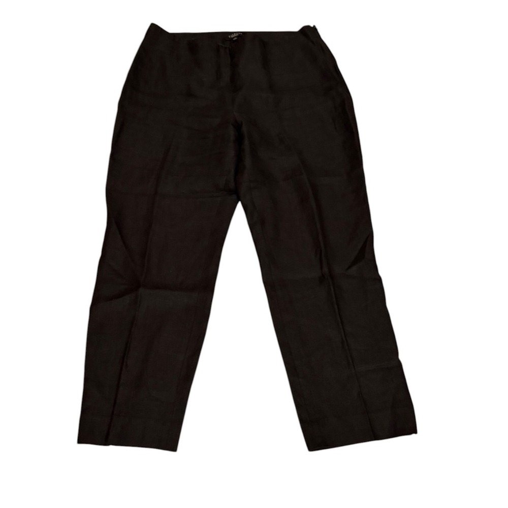Talbots Classic Side Zip Pants‎ 14 Black 100% Pure Irish Linen Straight Leg Goth
